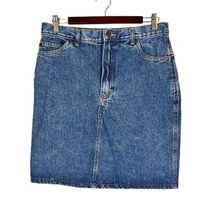 Retro Denim Jean Skirt 13 Western Concert Cowgirl Boho Classic Chic Country Farm